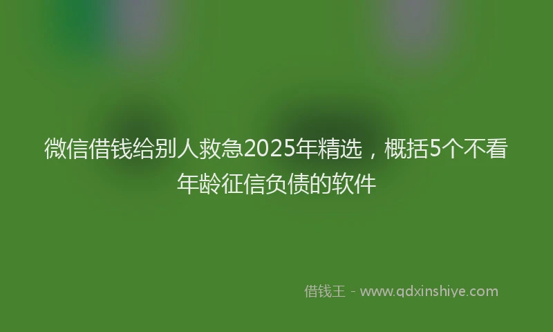微信借钱给别人救急2025年精选，概括5个不看年龄征信负债的软件