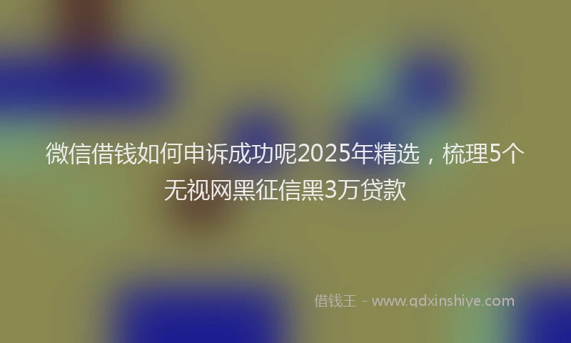 微信借钱如何申诉成功呢2025年精选，梳理5个无视网黑征信黑3万贷款