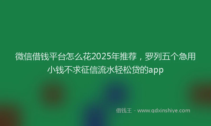 微信借钱平台怎么花2025年推荐，罗列五个急用小钱不求征信流水轻松贷的app