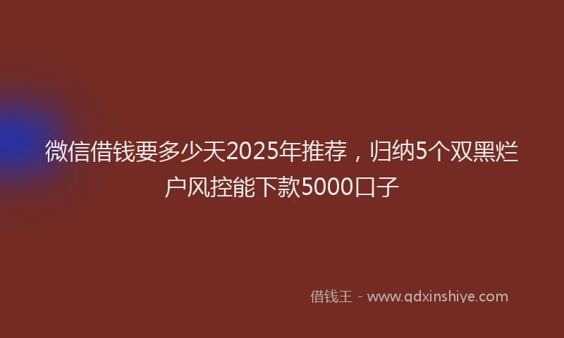 微信借钱要多少天2025年推荐，归纳5个双黑烂户风控能下款5000口子