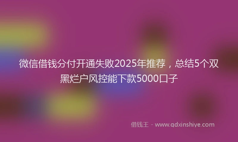 微信借钱分付开通失败2025年推荐，总结5个双黑烂户风控能下款5000口子