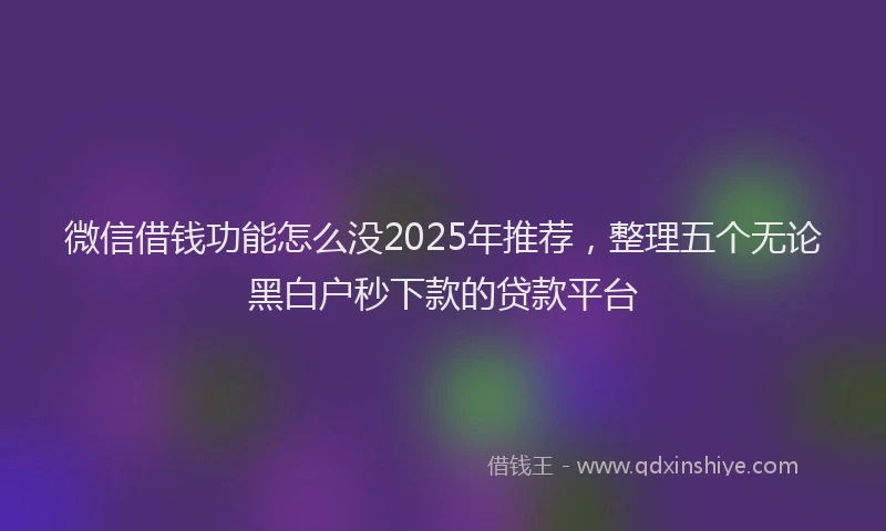 微信借钱功能怎么没2025年推荐，整理五个无论黑白户秒下款的贷款平台