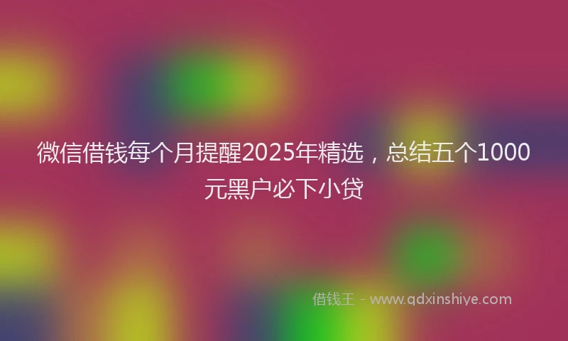 微信借钱每个月提醒2025年精选，总结五个1000元黑户必下小贷