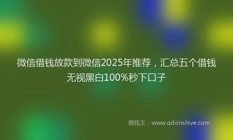 微信借钱放款到微信2025年推荐，汇总五个借钱无视黑白100%秒下口子