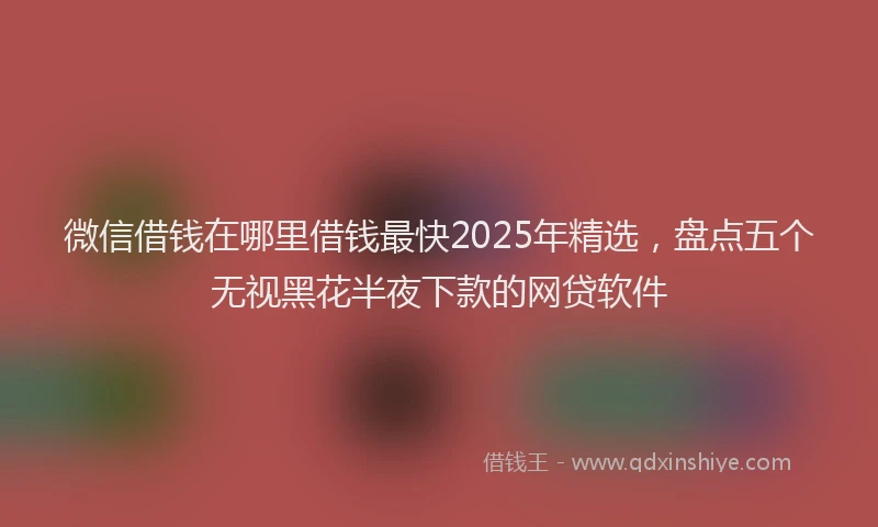 微信借钱在哪里借钱最快2025年精选，盘点五个无视黑花半夜下款的网贷软件