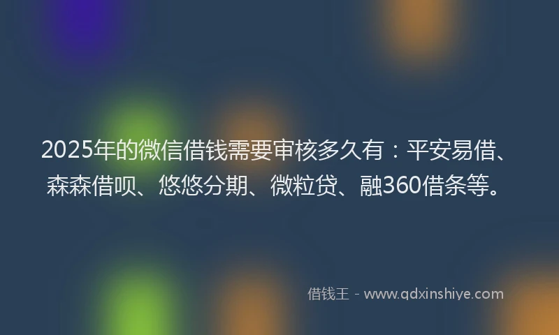 2025年的微信借钱需要审核多久有：平安易借、森森借呗、悠悠分期、微粒贷、融360借条等。