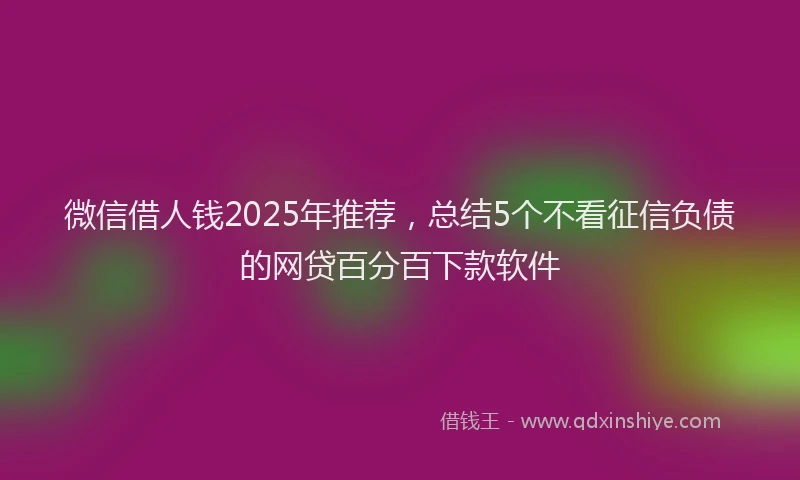 微信借人钱2025年推荐，总结5个不看征信负债的网贷百分百下款软件