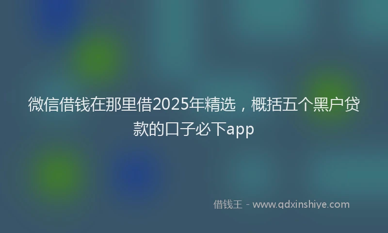 微信借钱在那里借2025年精选，概括五个黑户贷款的口子必下app