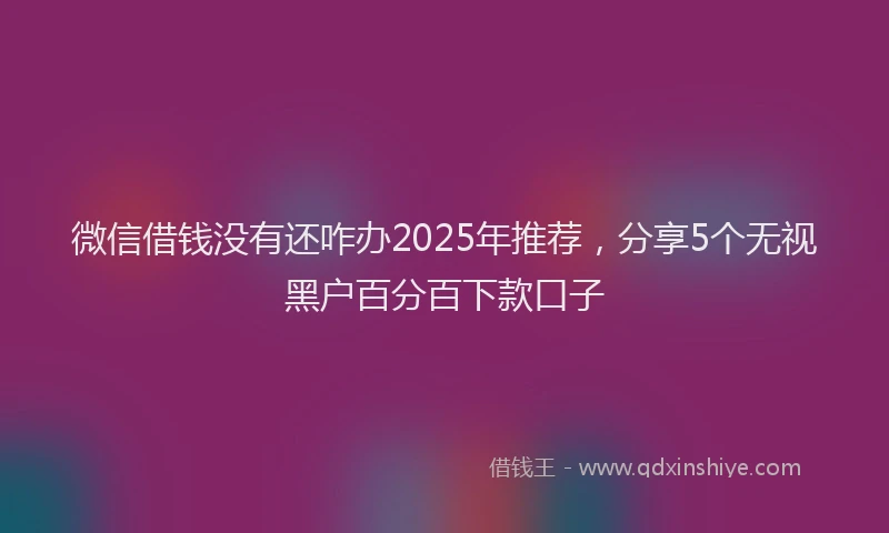 微信借钱没有还咋办2025年推荐，分享5个无视黑户百分百下款口子