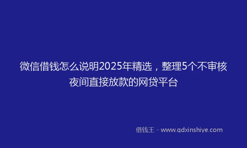 微信借钱怎么说明2025年精选，整理5个不审核夜间直接放款的网贷平台
