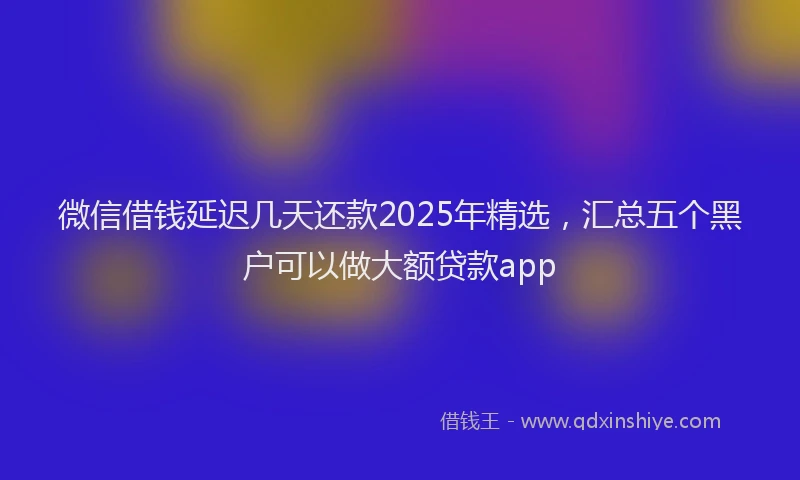 微信借钱延迟几天还款2025年精选，汇总五个黑户可以做大额贷款app