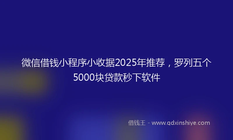 微信借钱小程序小收据2025年推荐，罗列五个5000块贷款秒下软件