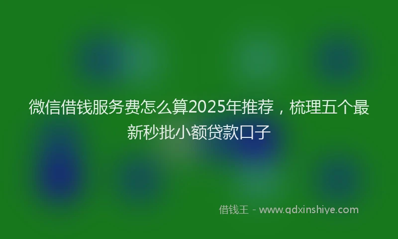 微信借钱服务费怎么算2025年推荐，梳理五个最新秒批小额贷款口子