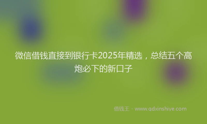 微信借钱直接到银行卡2025年精选，总结五个高炮必下的新口子