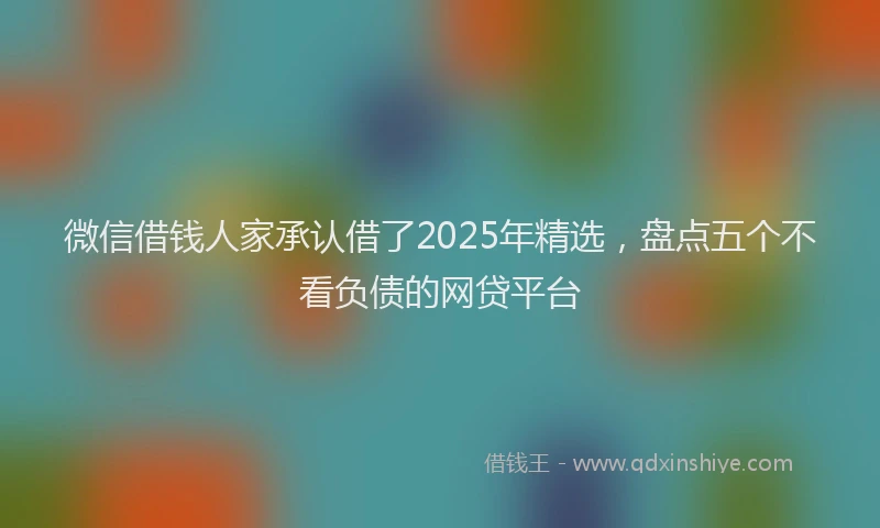 微信借钱人家承认借了2025年精选，盘点五个不看负债的网贷平台