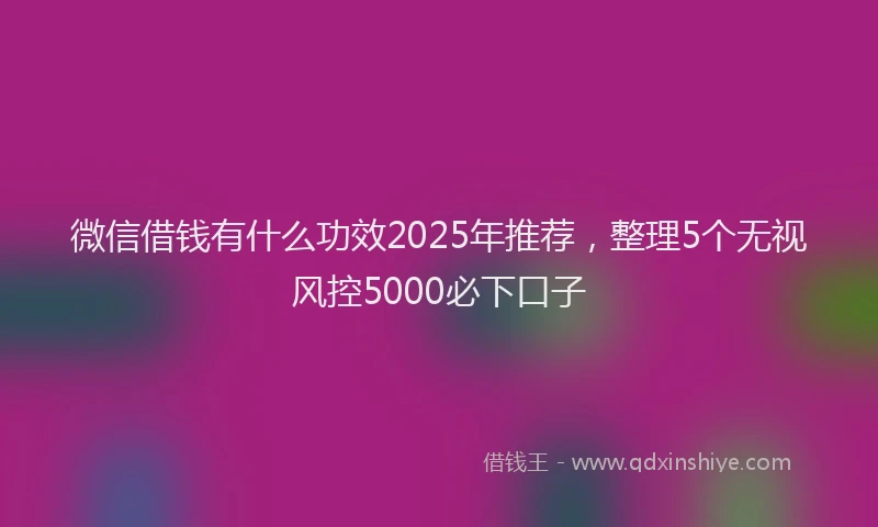 微信借钱有什么功效2025年推荐，整理5个无视风控5000必下口子