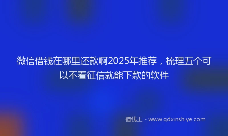 微信借钱在哪里还款啊2025年推荐，梳理五个可以不看征信就能下款的软件