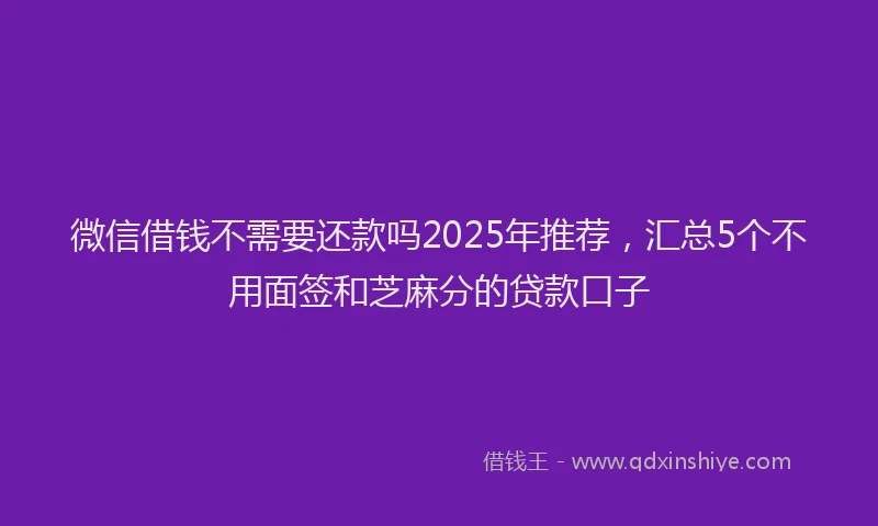 微信借钱不需要还款吗2025年推荐，汇总5个不用面签和芝麻分的贷款口子