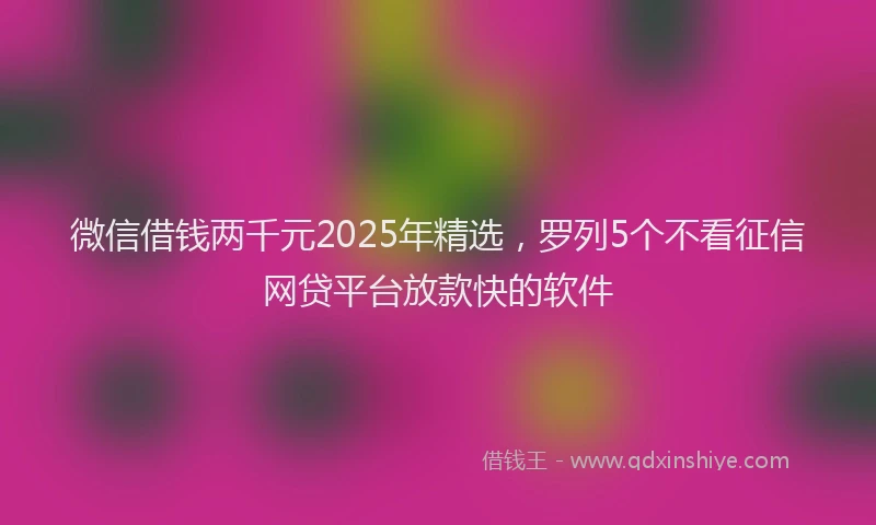 微信借钱两千元2025年精选，罗列5个不看征信网贷平台放款快的软件