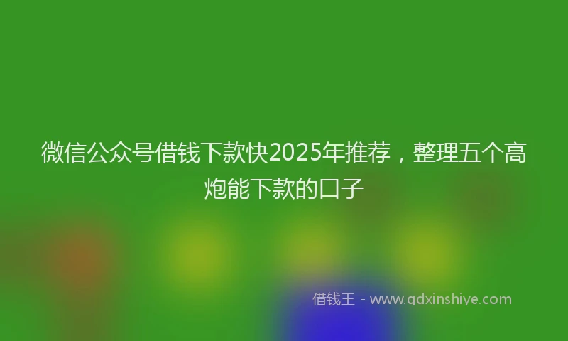微信公众号借钱下款快2025年推荐，整理五个高炮能下款的口子