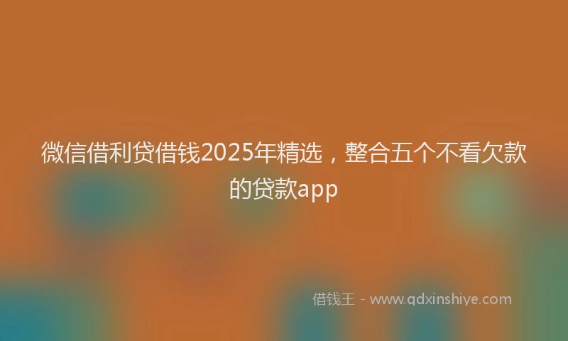 微信借利贷借钱2025年精选，整合五个不看欠款的贷款app