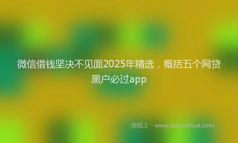 微信借钱坚决不见面2025年精选，概括五个网贷黑户必过app