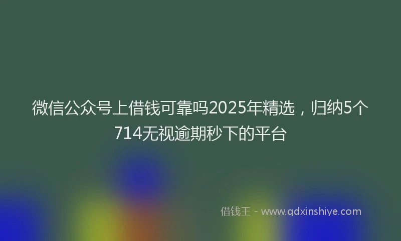 微信公众号上借钱可靠吗2025年精选，归纳5个714无视逾期秒下的平台