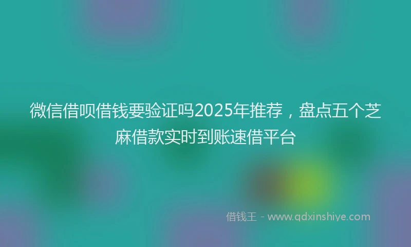 微信借呗借钱要验证吗2025年推荐，盘点五个芝麻借款实时到账速借平台