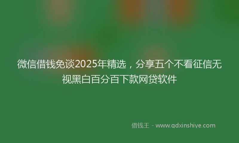 微信借钱免谈2025年精选，分享五个不看征信无视黑白百分百下款网贷软件