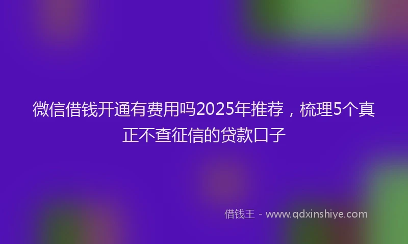 微信借钱开通有费用吗2025年推荐，梳理5个真正不查征信的贷款口子