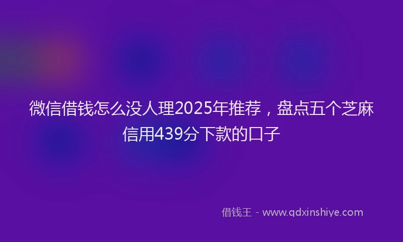 微信借钱怎么没人理2025年推荐，盘点五个芝麻信用439分下款的口子