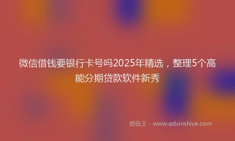 微信借钱要银行卡号吗2025年精选，整理5个高能分期贷款软件新秀