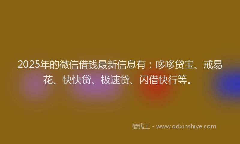 2025年的微信借钱最新信息有：哆哆贷宝、戒易花、快快贷、极速贷、闪借快行等。