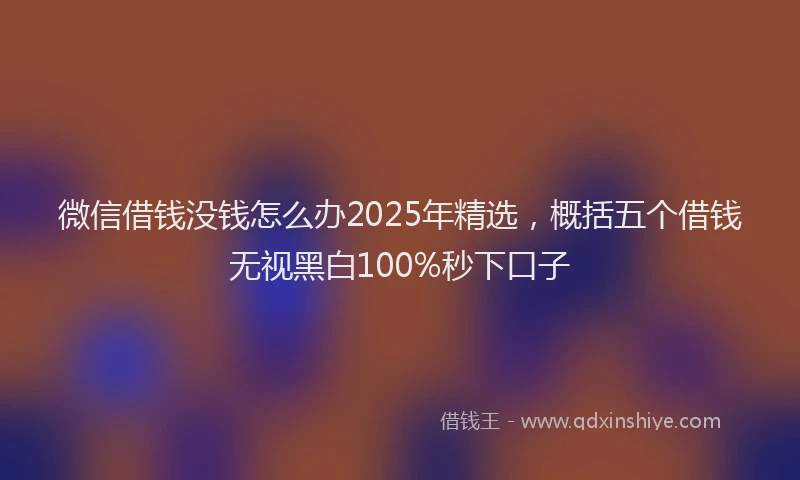微信借钱没钱怎么办2025年精选，概括五个借钱无视黑白100%秒下口子
