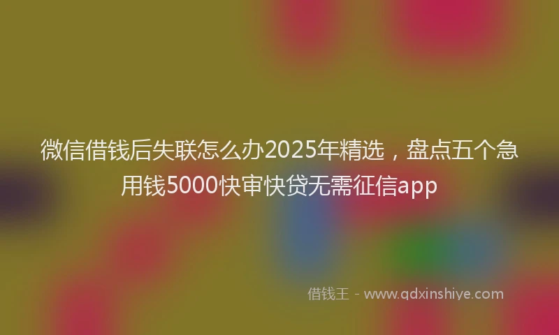 微信借钱后失联怎么办2025年精选，盘点五个急用钱5000快审快贷无需征信app