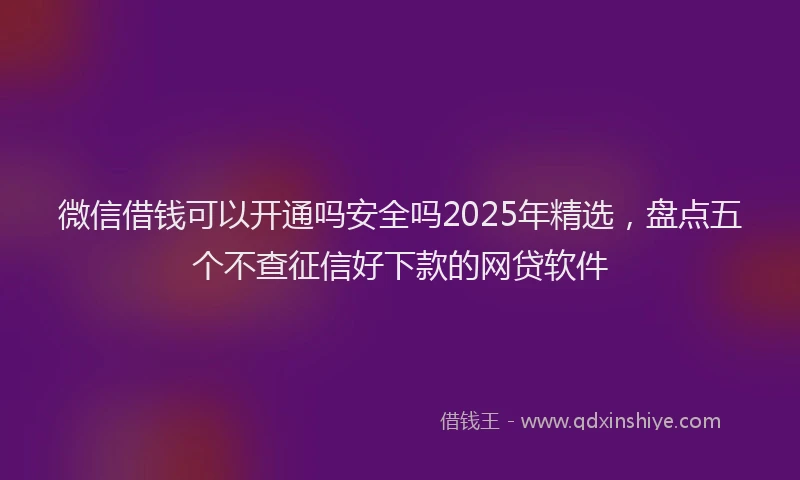 微信借钱可以开通吗安全吗2025年精选，盘点五个不查征信好下款的网贷软件