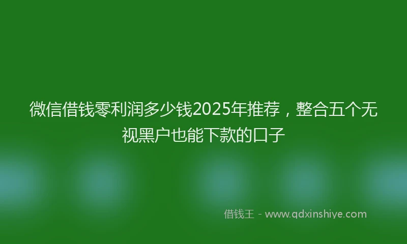 微信借钱零利润多少钱2025年推荐，整合五个无视黑户也能下款的口子