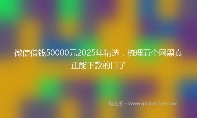 微信借钱50000元2025年精选，梳理五个网黑真正能下款的口子
