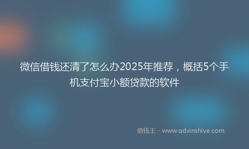 微信借钱还清了怎么办2025年推荐，概括5个手机支付宝小额贷款的软件