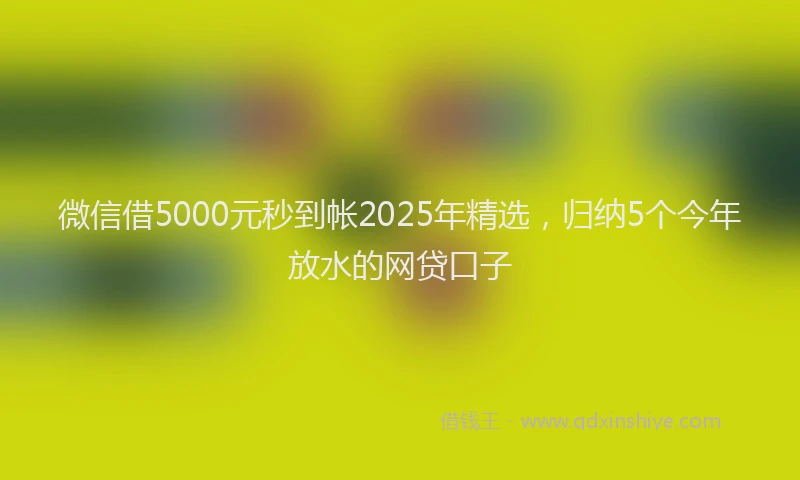 微信借5000元秒到帐2025年精选，归纳5个今年放水的网贷口子