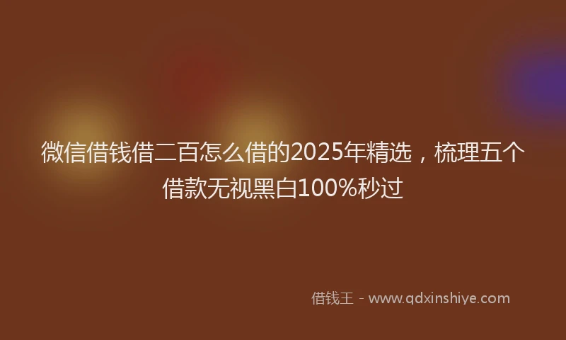 微信借钱借二百怎么借的2025年精选，梳理五个借款无视黑白100%秒过