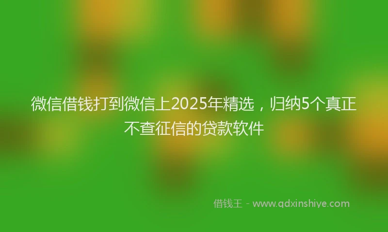 微信借钱打到微信上2025年精选，归纳5个真正不查征信的贷款软件