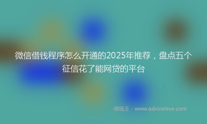 微信借钱程序怎么开通的2025年推荐，盘点五个征信花了能网贷的平台
