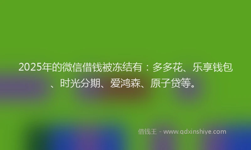 2025年的微信借钱被冻结有：多多花、乐享钱包、时光分期、爱鸿森、原子贷等。