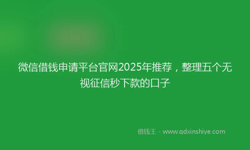 微信借钱申请平台官网2025年推荐，整理五个无视征信秒下款的口子