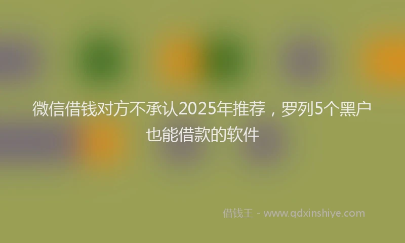 微信借钱对方不承认2025年推荐，罗列5个黑户也能借款的软件