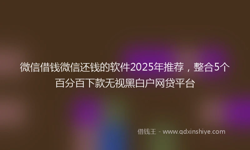 微信借钱微信还钱的软件2025年推荐，整合5个百分百下款无视黑白户网贷平台