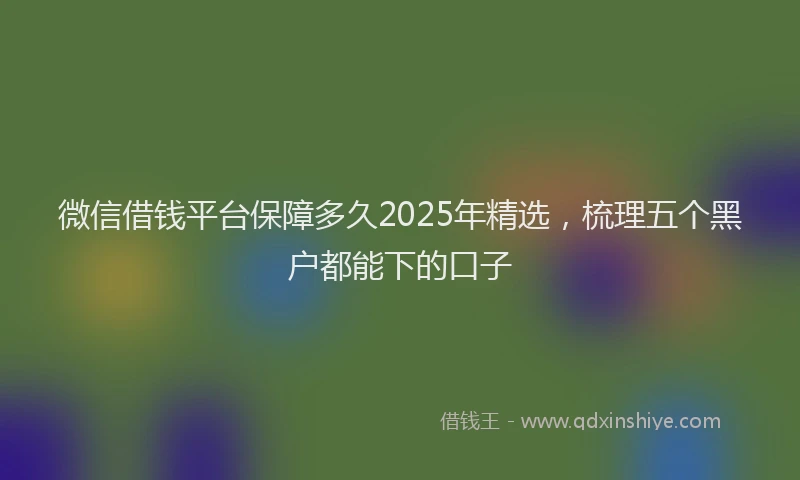 微信借钱平台保障多久2025年精选，梳理五个黑户都能下的口子