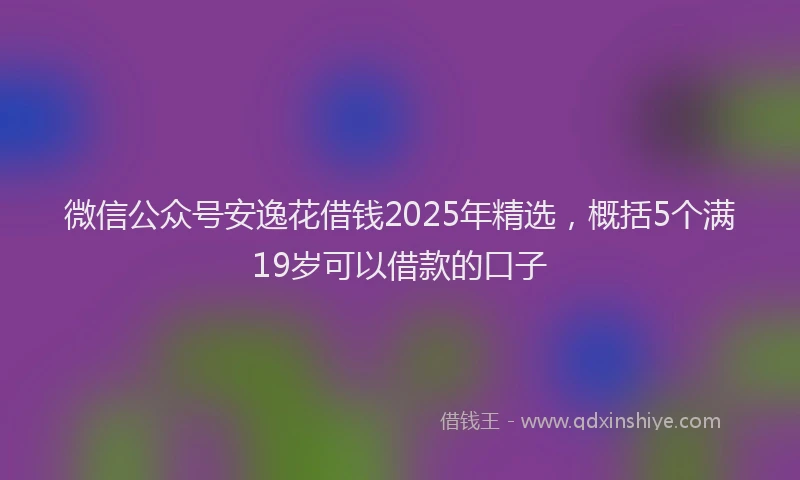 微信公众号安逸花借钱2025年精选，概括5个满19岁可以借款的口子