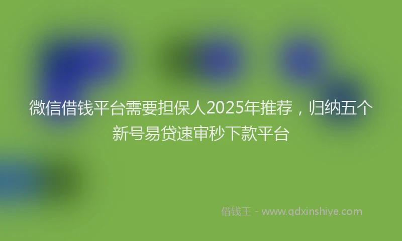 微信借钱平台需要担保人2025年推荐，归纳五个新号易贷速审秒下款平台